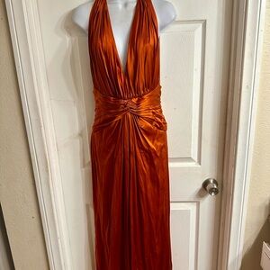 Tadashi Shoji Vibrant Orange Backless Dress